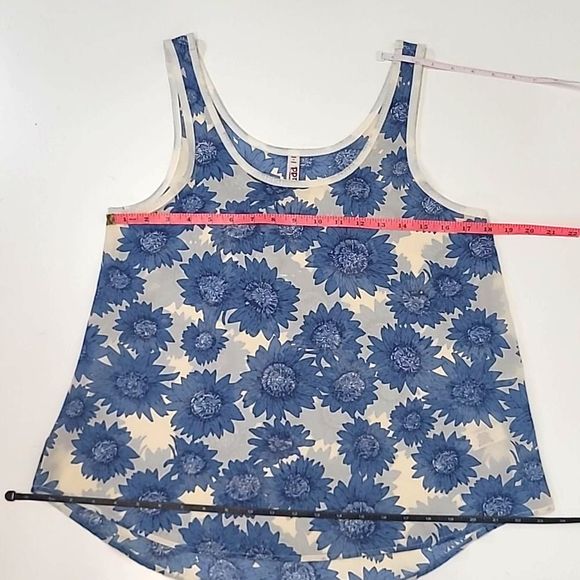 Mudd Sunflower Tank Top Bohemian Scoop Neck High Low Hem Sleeveless Flowy Blouse - Picture 10 of 17